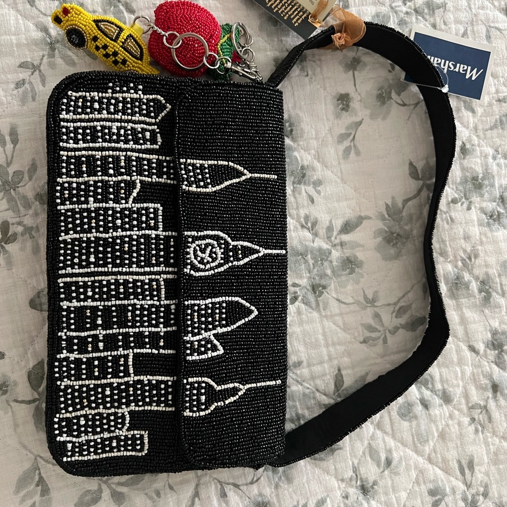 Marshalls Black and White Beaded Shoulder Bag